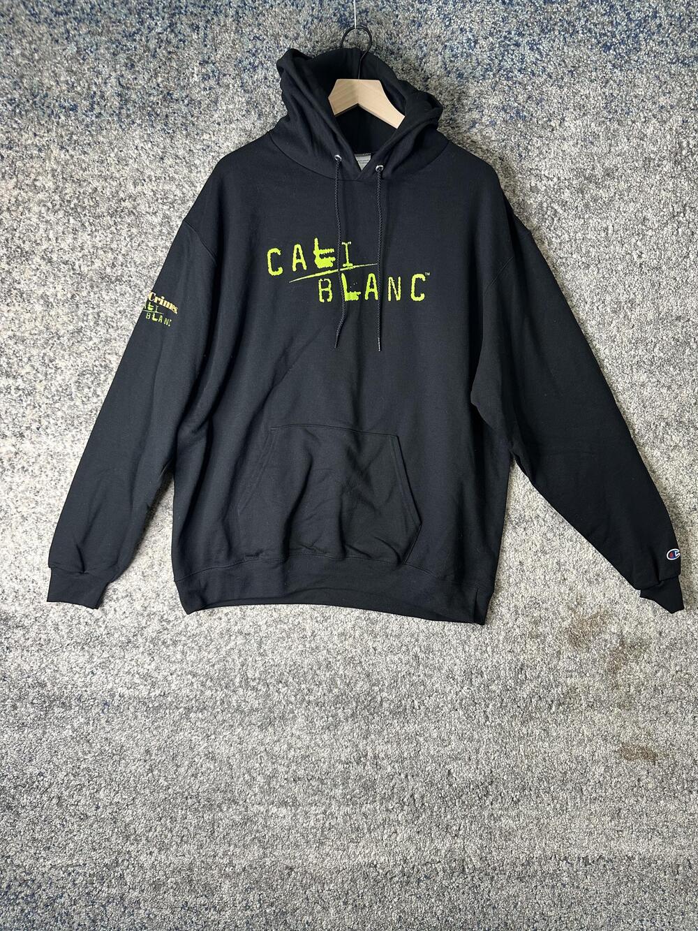Champion Hoodie Mens XL Black Powerblend CALI BLANC 19 Crimes Fleece Pullover